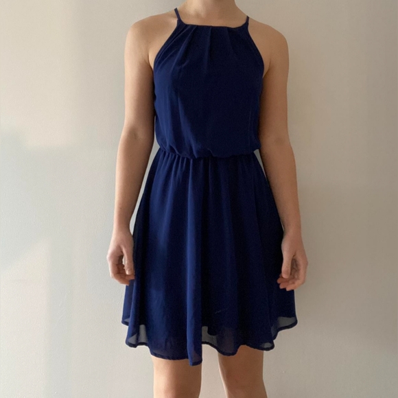 Blue Rain Dresses & Skirts - Blue Rain Dress Women Large Midi Knee Length Sleeveless Lined Navy Blue Flowy